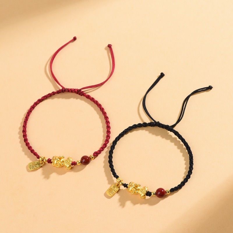 Red Rope Cinnabar Transporter All-match Year of the Dragon 2024 Year of the Life Couple Bracelet Braided Rope Hand Rope Good Luck Gift