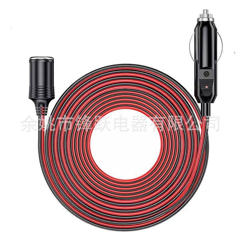 3 m cigarette lighter extension cord 12V/24V male plug adapter 16AWG heavy duty extension cord LED light