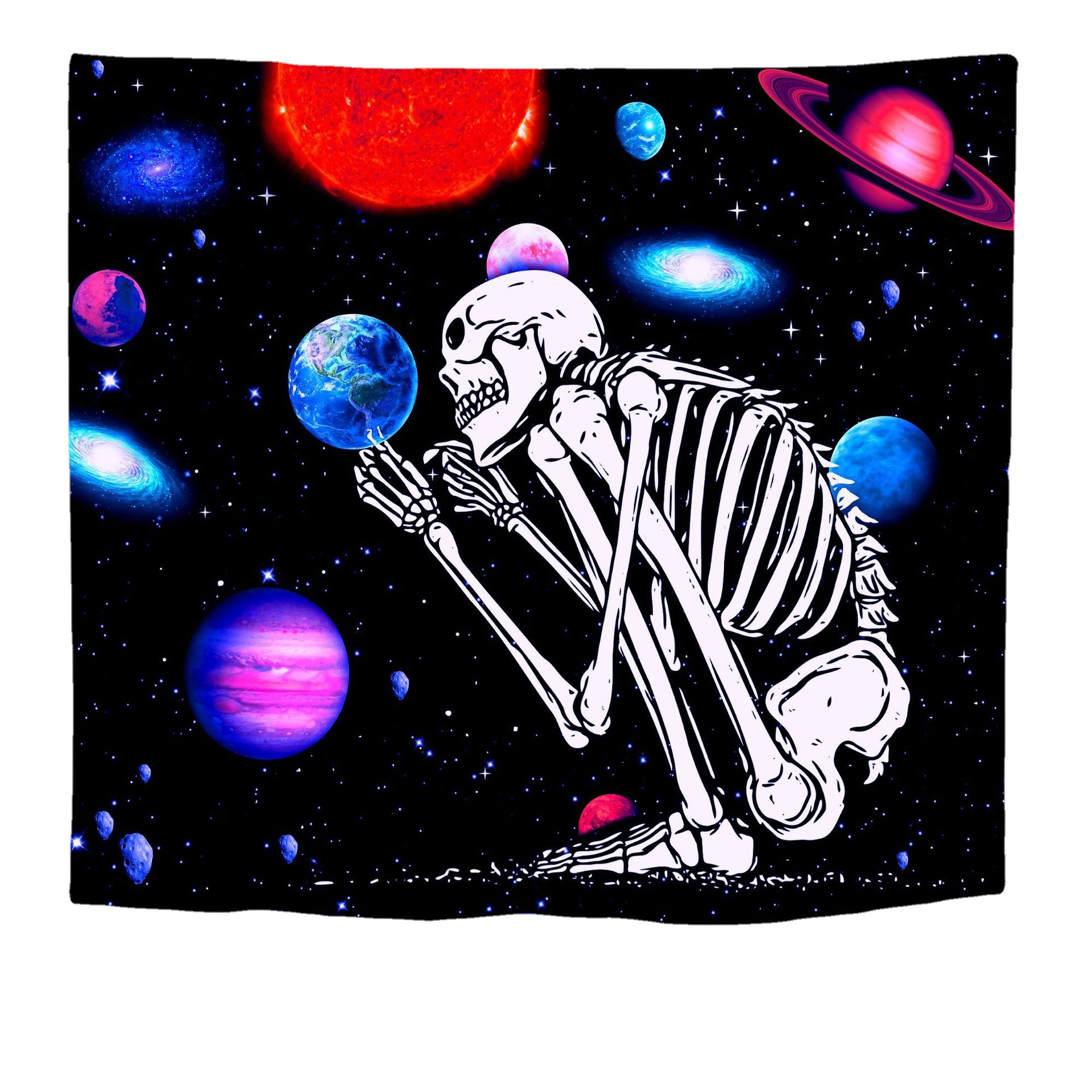 Blacklight Skull Trippy TapestriesBlack light Tapestries Tapiz estético de neón para dormitorio, sala de estar (Blacklight, 51.2" × 59")