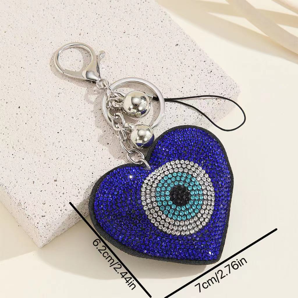 30g Weight Keychain Classification 1 Piece Quantity Holiday, Daily Occasion Rhinestone Material Heart Shape, Eye Pattern Plating Design Basic Style 1 Piece Basic Heart Shape Eye Rhinestone Plating Keychain 7