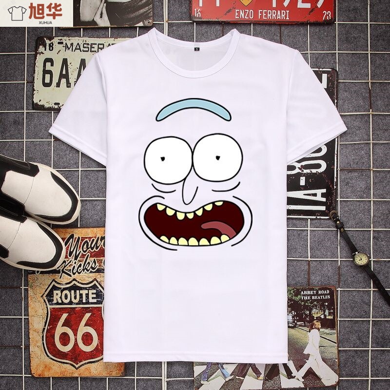 Cartoon Cartoon Surrounding Joint Rick and Morty Expression Short-sleeved T-shirt Men's and Women's Fashion Brand Half-sleeved Top for Summer