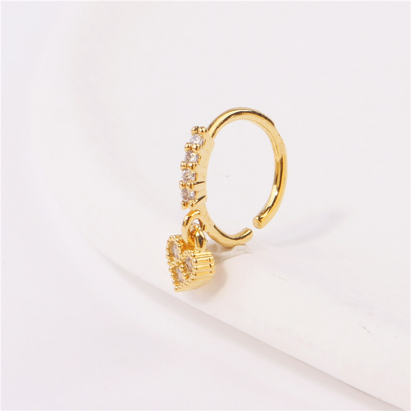 Heart Zircon Nose Stud Piercing Ring Elegant Micro Inlaid Jewelry_voghion.com
