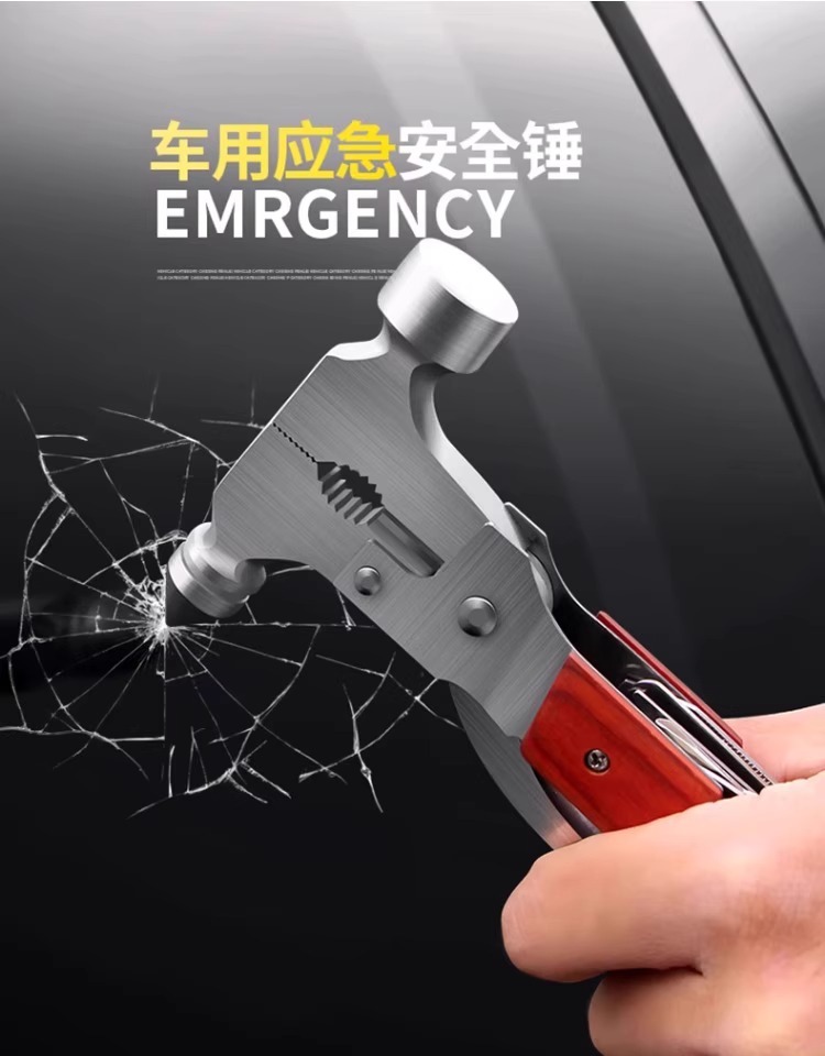 Car window breaker multi-function safety hammer car interior fire emergency window glass with cutter escape hammer