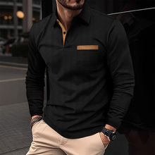 新款2025男装polo衫长袖翻领商务休闲时尚亚马逊希音速外贸专供