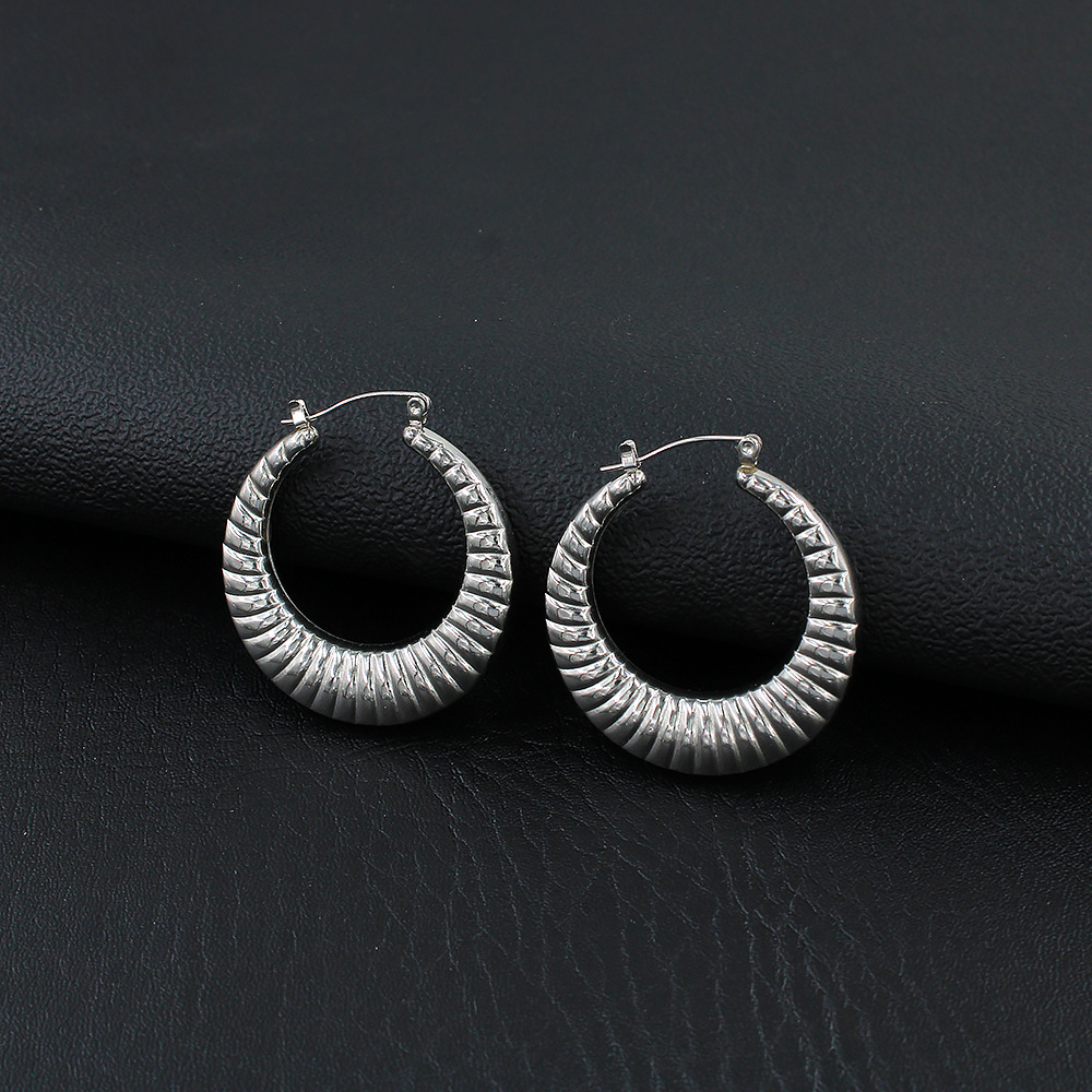 Fashion Style 1 Pair Fashion Circle Stainless Steel Polishing Earrings