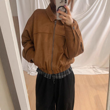 韩国chic气质 2025年新款秋冬日 麂皮绒 宽松 棒球服 外套女装