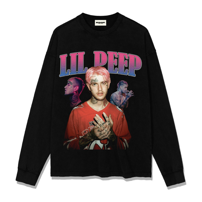 Hip-hop rap americano de estilo callejero estampado retro hace viejo lavado pesado suelto manga corta