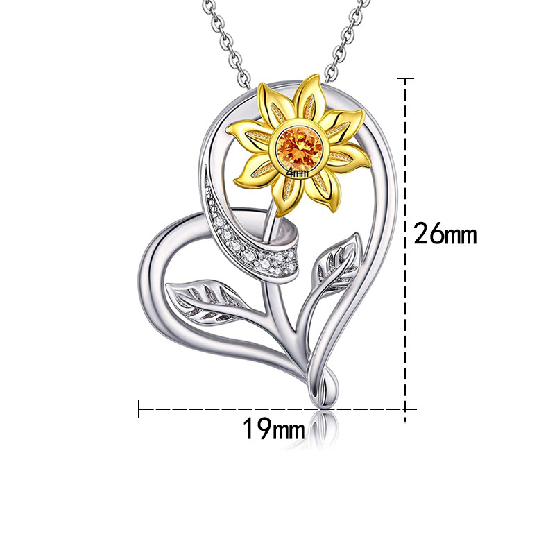 12g Weight Zircon Inlay Material Pendant Necklace Classification 1 Piece Quantity 925 Sterling Silver Zircon Plating Inlay Heart Shape Flower Pendant Necklace