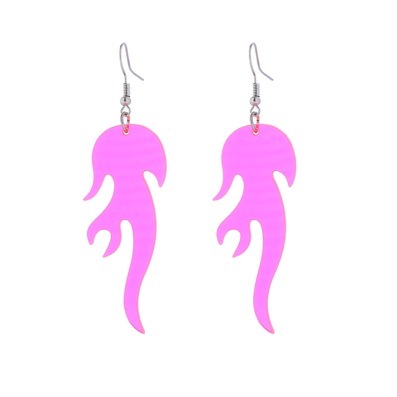 Acrylic Material Flame, Heart Shape Pattern 1 Pair Hip-Hop Retro Flame Heart Shape Stoving Varnish Arylic Earrings