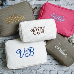 etsy 刺繍可能な名前クロスボーダーワッフル化粧品バッグ大容量収納袋シンプルなトイレタリーバッグレディースクラッチバッグ