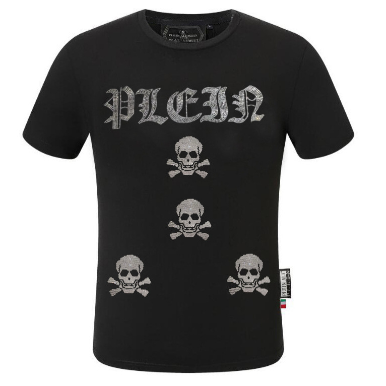 Trendy short-sleeved men's round neck T-shirt domineering personality high quality explosions Philip plein cross-border e-commerce