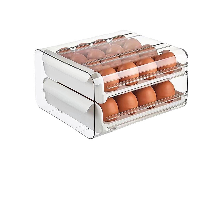 Refrigerador doméstico, caja de huevos de cocina, caja de huevos de cajón transparente, caja de preservación de huevos de cocina, gran capacidad de huevos de rotación