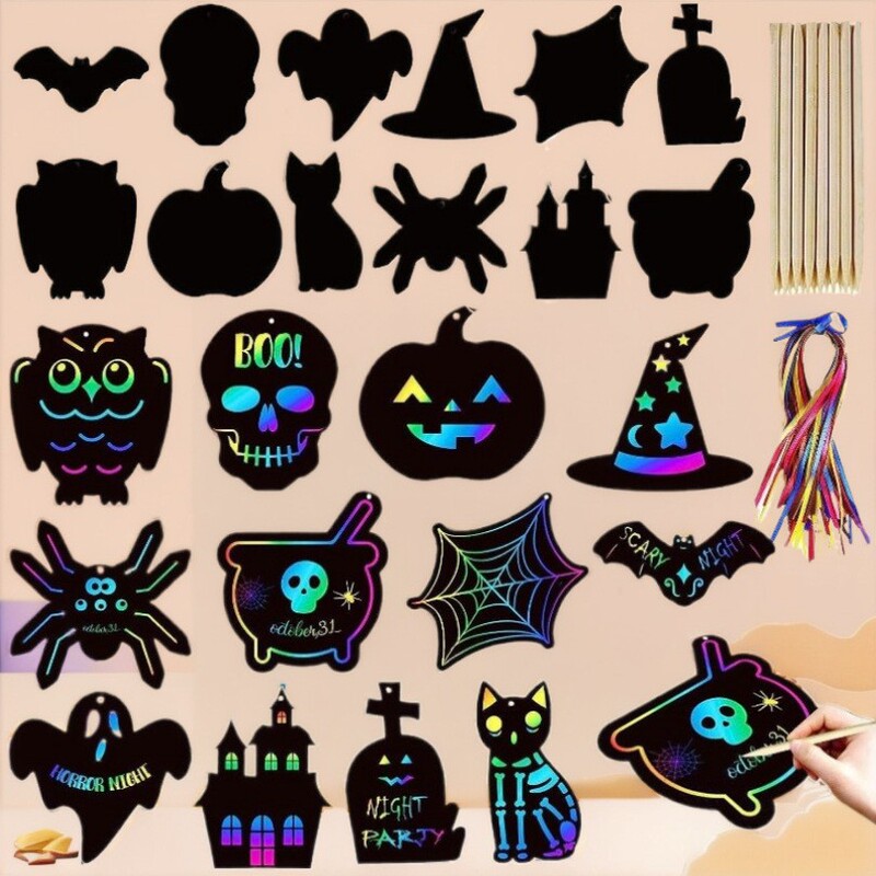 外国貿易工場ハロウィーンDIYスクラッチ紙異形スクラッチ動物装飾子供クリスマススクラッチ画卸売り|undefined