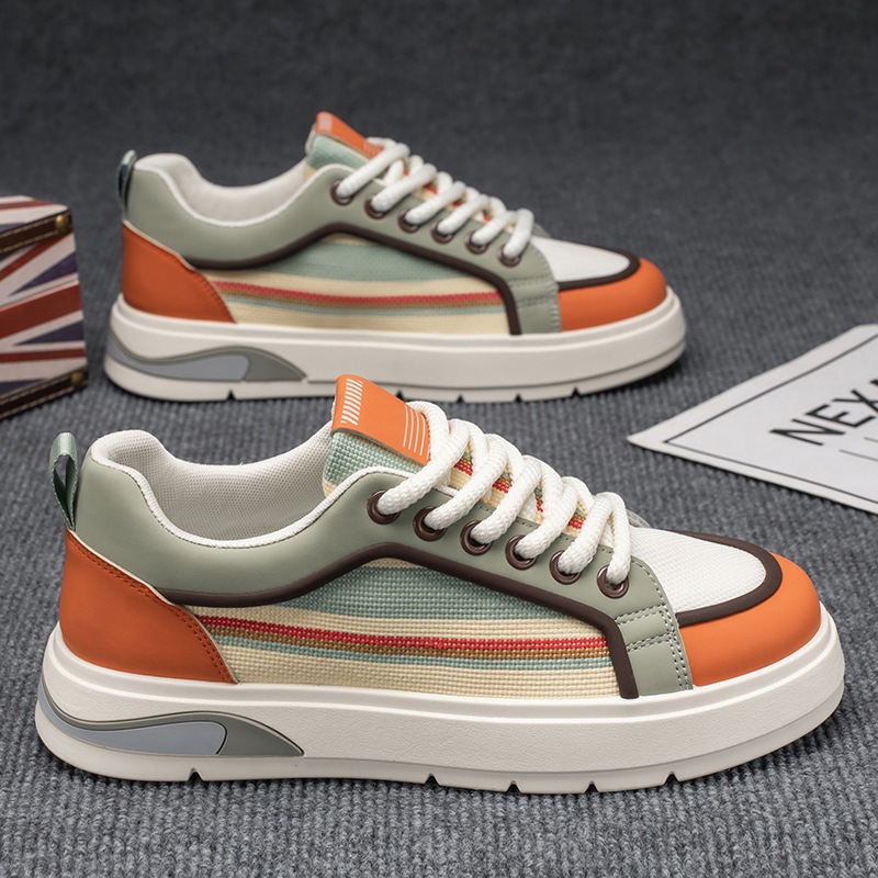 Zapatos de tablero de color personalizado para hombres, nicho, zapatos de moda de todo fósforo de Harajuku, zapatos de hombre de suela gruesa de verano para estudiantes, zapatos deportivos y casuales 2025