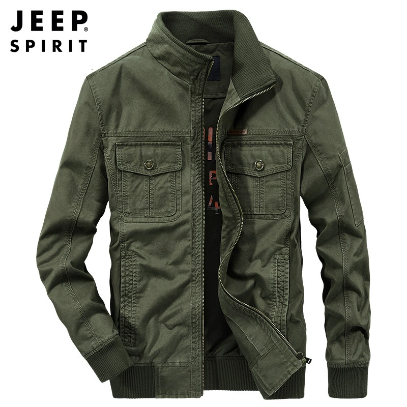 JEEP SPIRIT осень 2021 Новая мужская стиранная куртка с воротником-стойкой повседневное свободное Мужское пальто 0010