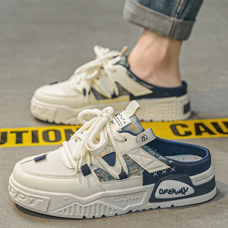 Mitad zapatillas de invierno para hombres 2026 nuevo estilo transpirable versátil un pedazo de moda zapatillas de skate sin talón nicho zapatillas de cabeza