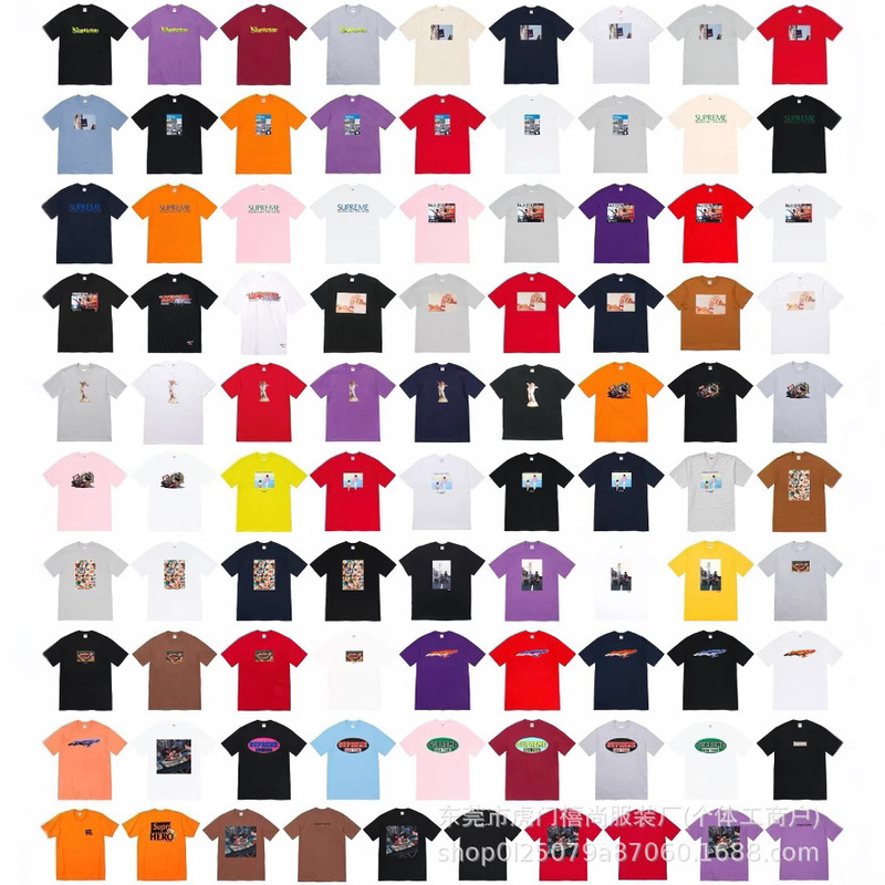 25Ss American Trendy Supreme Unisex Loose Casual Short-Sleeve Letter Print T-Shirt, Pure Cotton Short-Sleeve, Available for Dropshipping