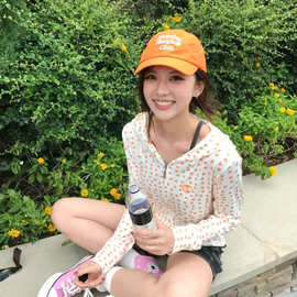 1975# 实价 韩系气质雏菊连帽拉链外套女夏季修身显瘦防晒衫上衣