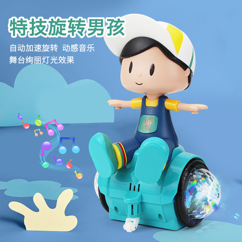 El mismo tipo de acrobacias eléctricas universales giratorias para niños juguetes de equilibrio de juguetes de muñecas de luz de música al por mayor