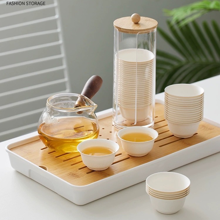 新款家用稻壳加厚耐高温可降解旅行茶具喝茶品茗杯一次性功夫茶杯