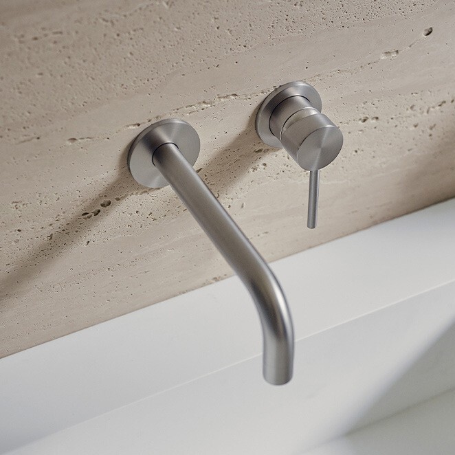 Minimalist All-Copper Built-In Faucet, Wall-Mounted Concealed Basin Faucet, Brushed Nickel Bathroom Sink Hot and Cold Water Minimalist All-Copper Built-In Faucet, Wall-Mounted Concealed Basin Faucet, Brushed Nickel Bathroom Sink Hot and Cold Water