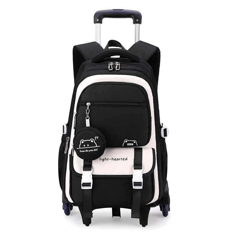 Mochila de tracción de pescado natural para estudiantes de secundaria de nicho multicapa de gran capacidad, mochila de tracción de hombro