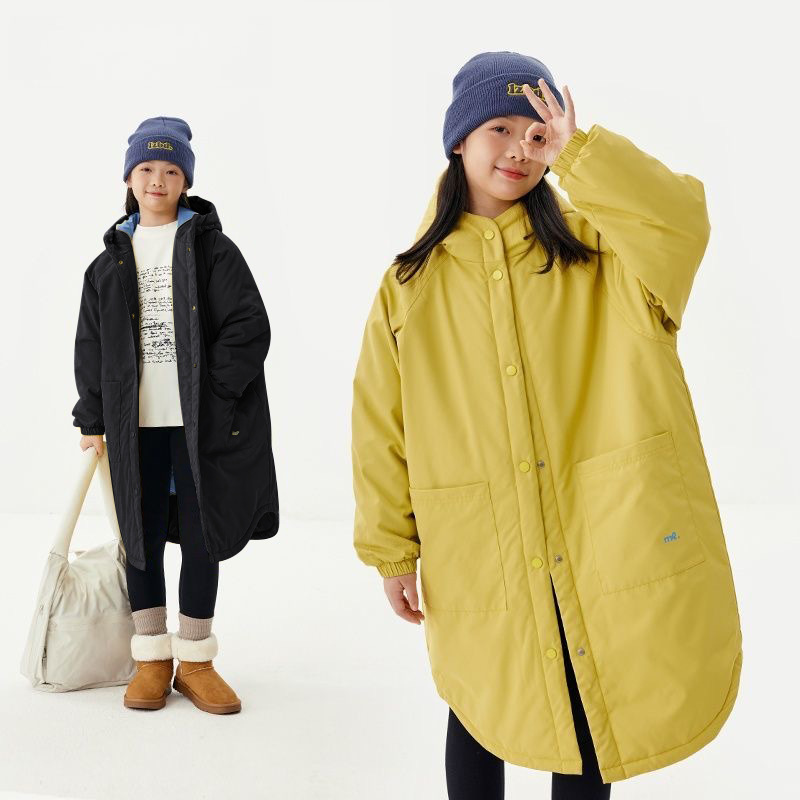 2025 Girls' Long Over-the-Knee Cotton-padded Jacket, Stylish Korean Style, Thickened Warm Winter Outerwear, Little Girl's Cotton-padded Jacket, Trendy
