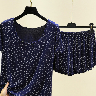 Modal Flying Short-Sleeved Pajamas Set for Women Summer Casual Large Size Printed Home Clothes Simple Loose Two-Piece Set