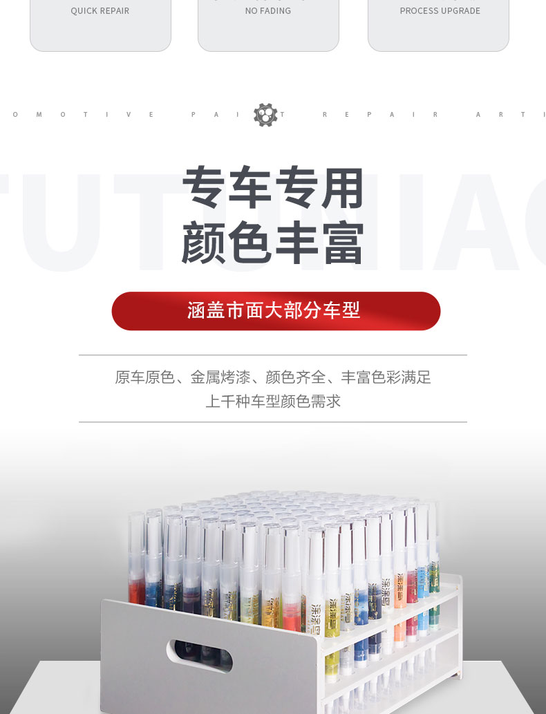Zhijie R7 car touch-up pen for scratches and scuffs in ceramic white, deep space gray, clear blue, gold-plated black