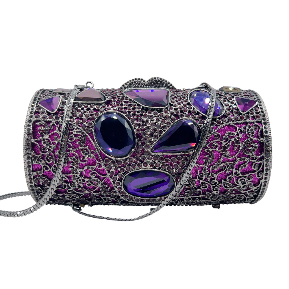 Túi clutch nữ đính kim cương cao cấp dự tiệc — màu tím đậm, Tùy chỉnh các màu khác chi tiết 1