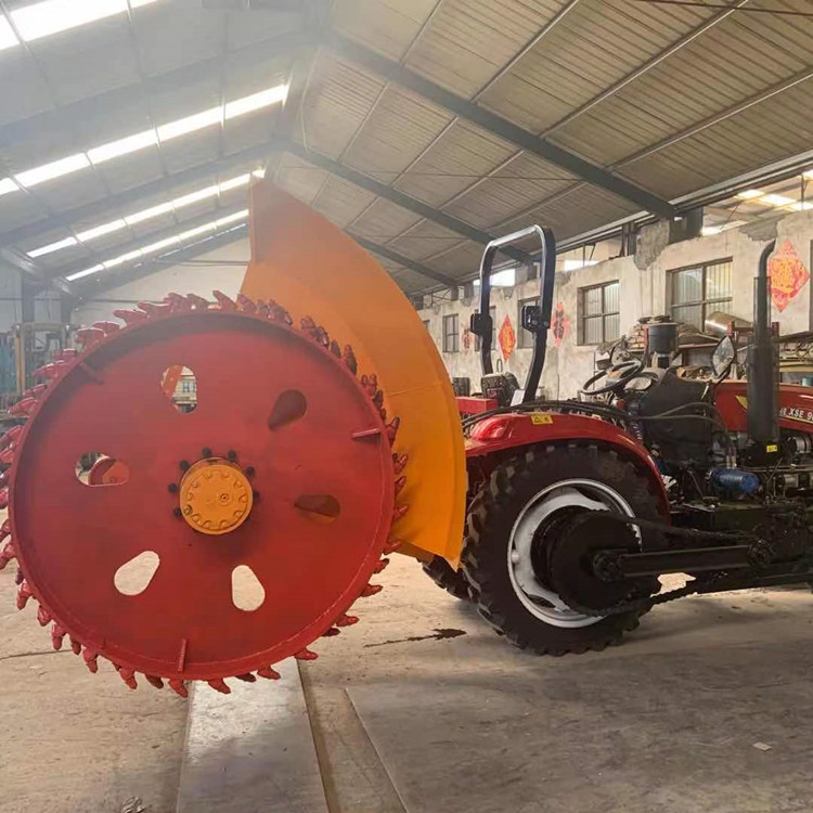 大型圆盘式开沟机 电缆线地下铺设开槽机 拖拉机链条式挖沟机