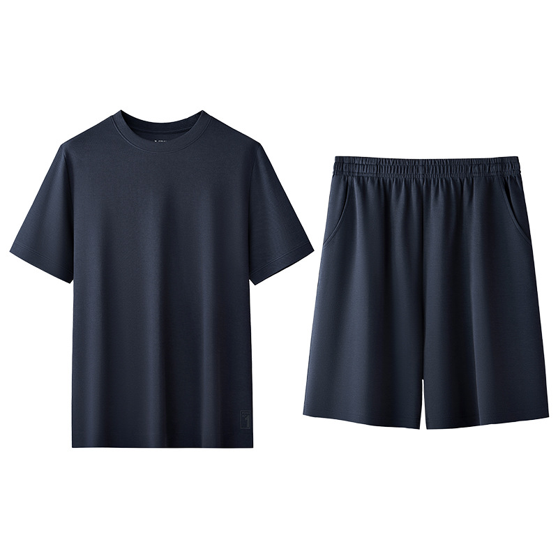 Conjunto de pijama deportivo de alta gama para hombre, con textura de sarga jacquard de capa de aire, ideal para estar en casa o salir.