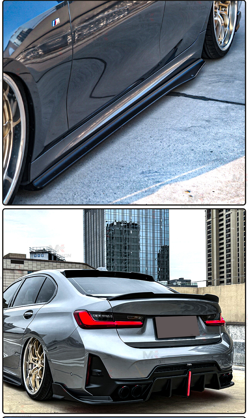 Suitable for Bmw 3 Series G20 G28 Late Abs Glossy Black Front Spoiler Side Skirts Rear Lip Surround Front Lip Rear Wing