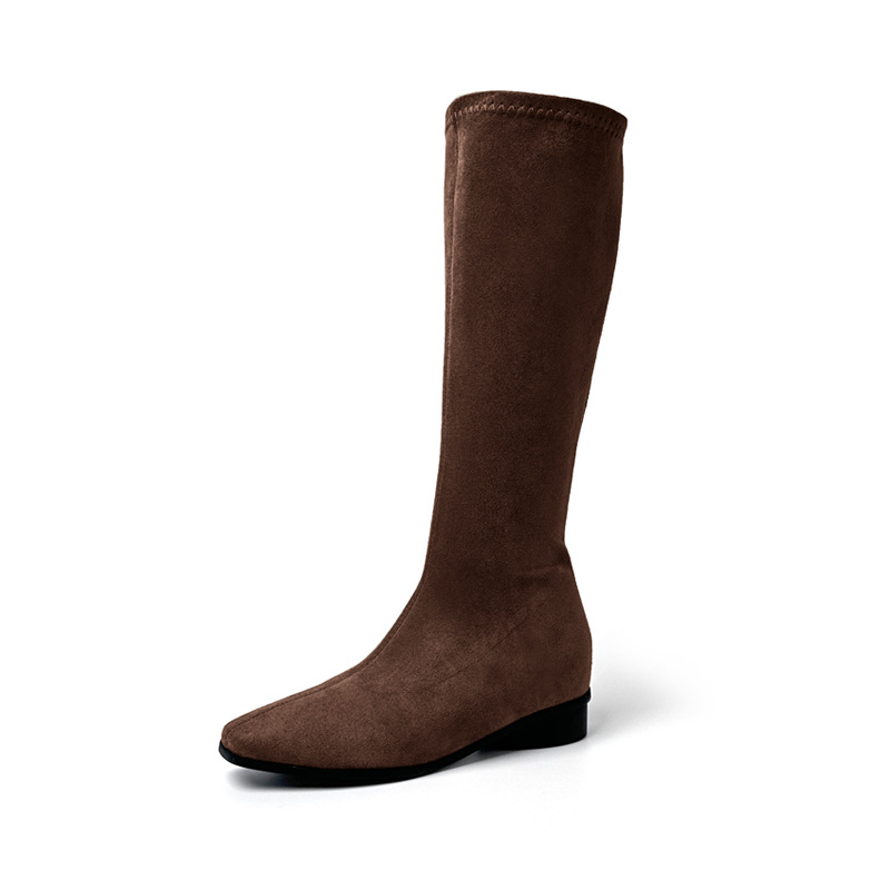 Botas Altas de Caballero para Mujer de 6 cm Microfibra Térmico Tacón Grueso para Uso Diario