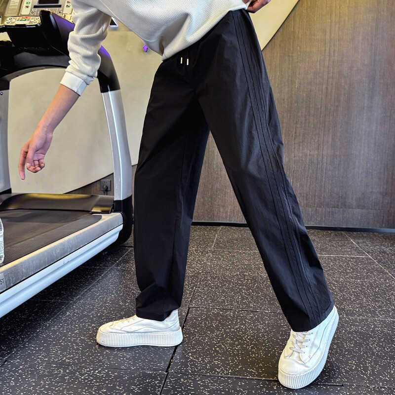 Trendy Brand Straight-Leg Pants for Men, Summer Thin Quick-Dry Striped Patchwork Men's Pants, 2026 New Casual Long Pants for Men