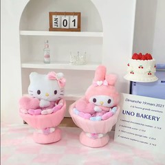 ガーリーかわいい猫メロディーブーケぬいぐるみ人形花束枕バレンタインデー誕生日ギフト
