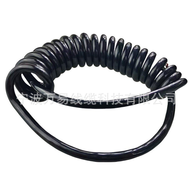 供应弹簧线黑色PU9芯1.5平方伸缩螺旋线电器设备弹簧电源线弹弓线