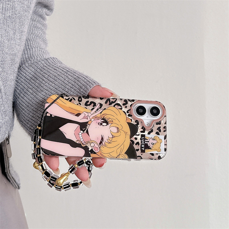 Dibujos animados anime hermosa chica para iPhone16promax Apple 14 funda para teléfono móvil 15 nuevo estilo 13 cadena 15PM