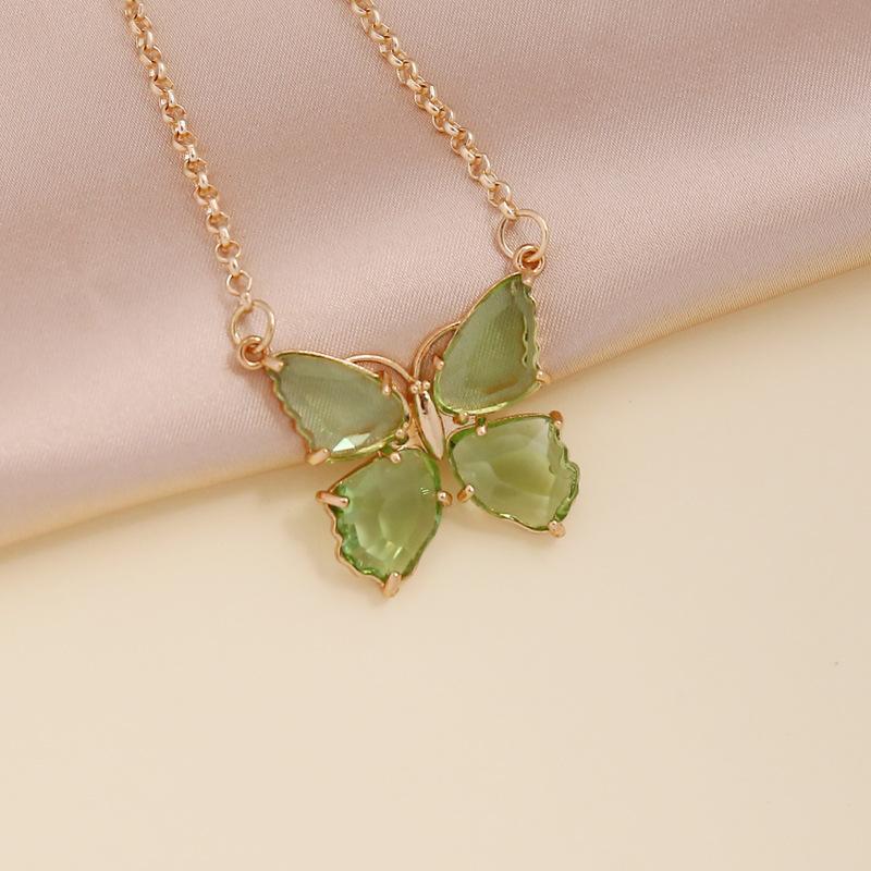 Fashion multicolor zircon butterfly copper necklace earring