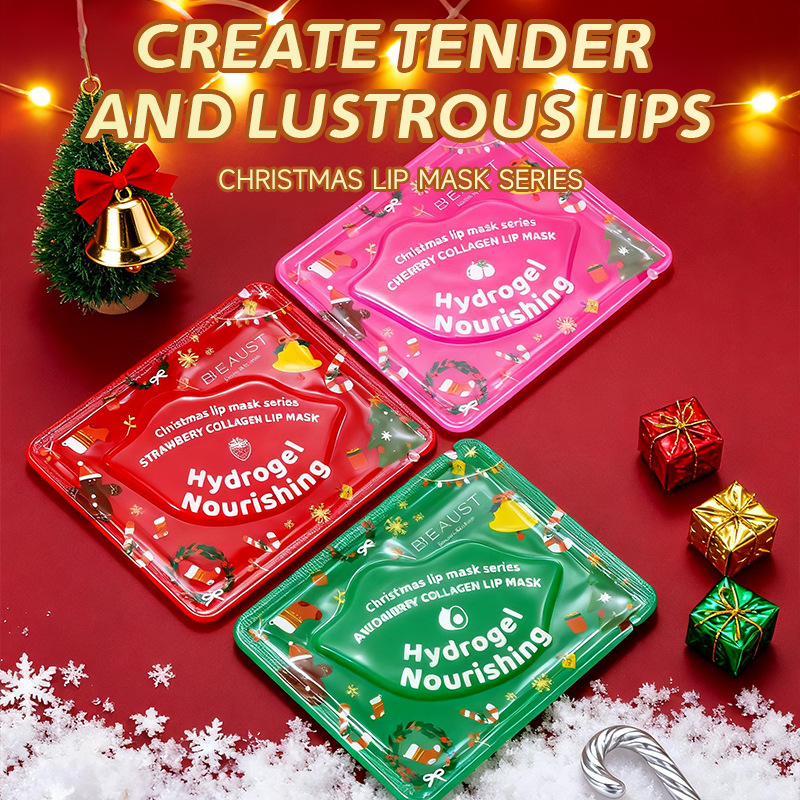 Full English Christmas Lip Mask Patch Type to Remove Dead Skin, Fade Lip Lines, Improve Darkening and Dullness, Moisturizing and Moisturizing Lip Mask