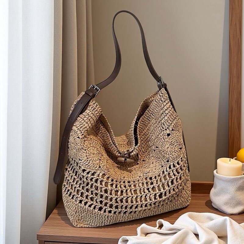 Original High-End Crochet Bag, Large-Capacity Straw Bag, Versatile Cut Out Woven Tote Bag, Vacation Crossbody Bag Original High-End Crochet Bag, Large-Capacity Straw Bag, Versatile Cut Out Woven Tote Bag, Vacation Crossbody Bag