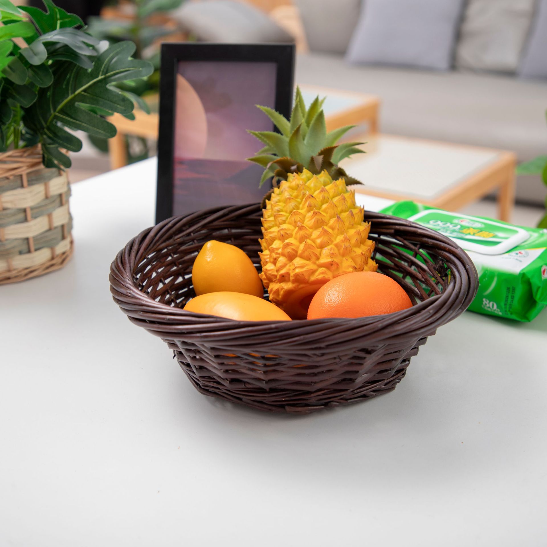 Amazon Hot Sale Dark Brown Plate Snack Plate Plate Plate de mesa trenzado de sauce Plate de mesa