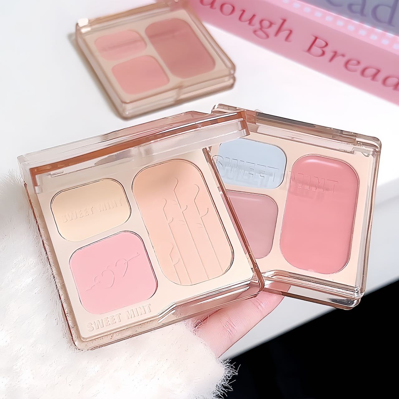 SWEETMINT Tricolor Blush Plate mate natural expansión tierna contracción color 3 - en - 1 blush plato de sombra de ojos