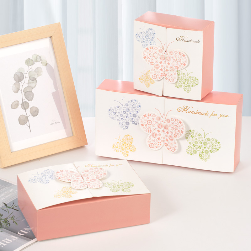 50g装4粒6粒8粒装彩蝶蝴蝶冰皮中秋月饼盒雪媚娘包装盒饼干烘焙盒