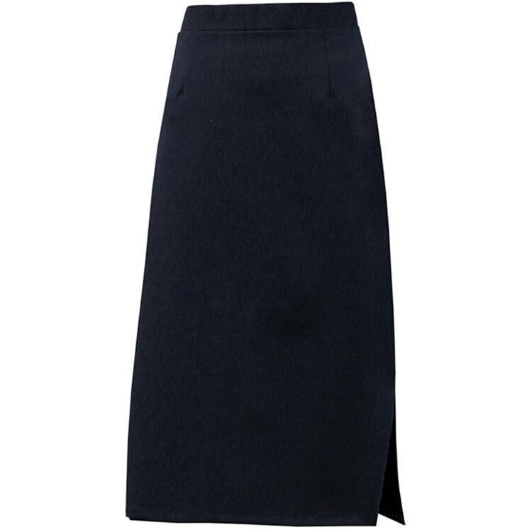 Summer Thin Style Casual Mid-Length Skirt with Side Slits and Drapey A-Line Silhouette, Elastic Waist, Black