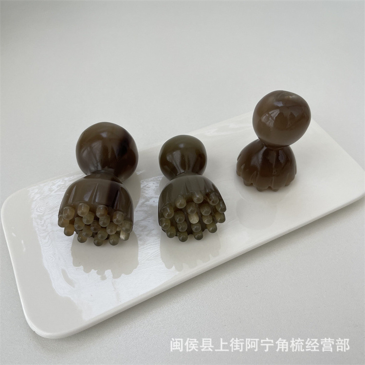Horn Facial Massage Stick Lotus Pod Shape Hand Carved Guasha Tool for Face and Head quality and texture