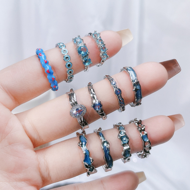 10g Weight Rhinestones Inlay Material Open Rings Classification Adjustable Ring Size 1 Piece Quantity Daily Occasion Copper Material Geometric Pattern Women's Gender Enamel, Plating, Inlay Design IG Style Style Wholesale IG Style Geometric Copper Enamel Plating Inlay Rhinestones Open Rings 2
