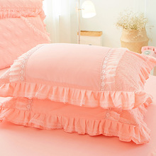 1CNG批发韩版婚庆公主风蕾丝床裙款四件套薄款花边床罩床套1.8m米