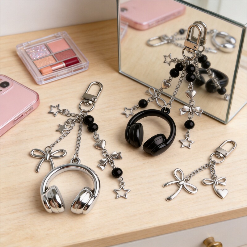 Y2K Sweet Cool Ins-Style Realistic Earphone Case Keychain Star Bowknot Beaded Cross-Border Unisex Backpack Pendant Y2K Sweet Cool Ins-Style Realistic Earphone Case Keychain Star Bowknot Beaded Cross-Border Unisex Backpack Pendant