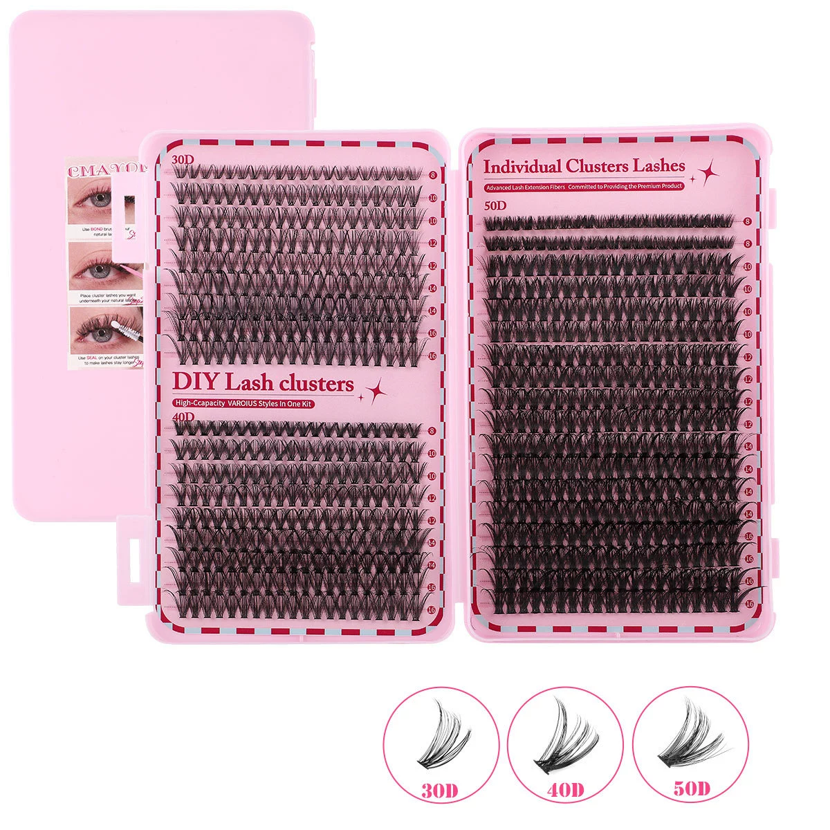 Dense False Eyelash Set DIY, Individual Cluster Lashes 16 mm — Multi‑configuration Kits